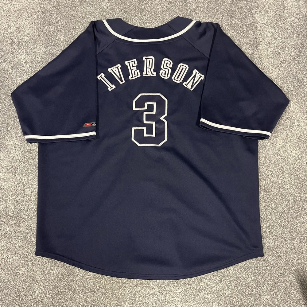 Vintage Reebok Allen Iverson I3 Limited Edition Baseball Jersey Blue Adult M